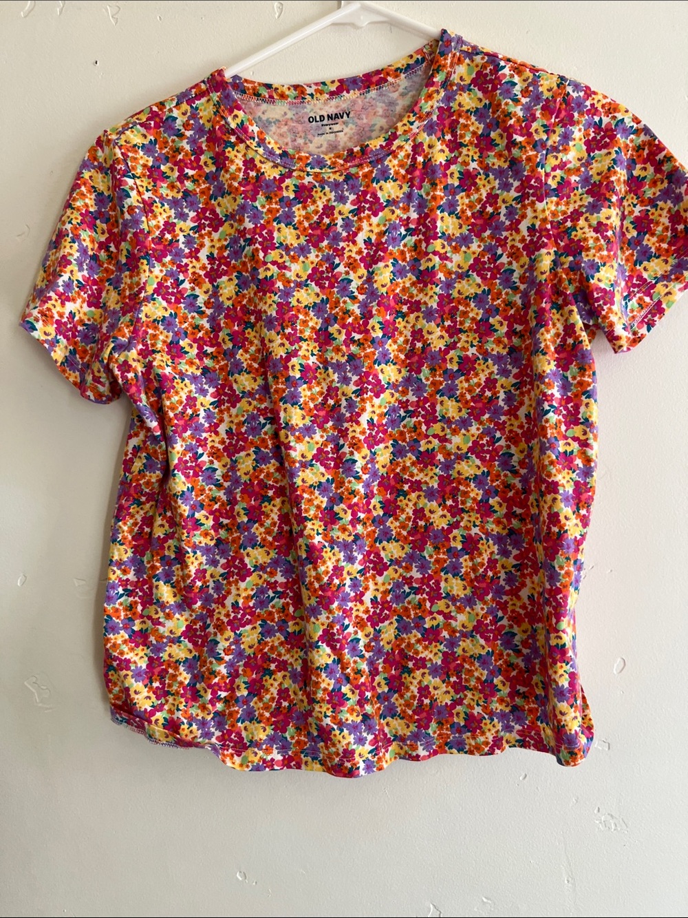 Old Navy Bright Floral Short Sleeve Tee - Pink Yellow Purple Blue